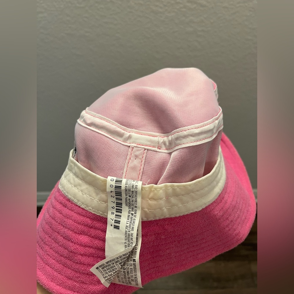 Y2K Juicy Couture Women's Bucket Hat Pink Terry Cloth Logo One Size - Picture 7 of 7